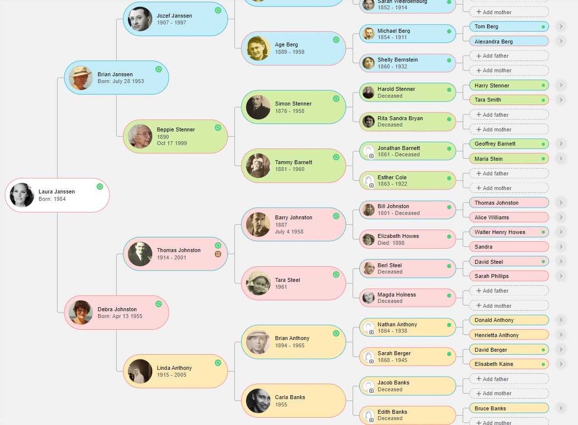 MyHeritage Pedigree View Screenshot